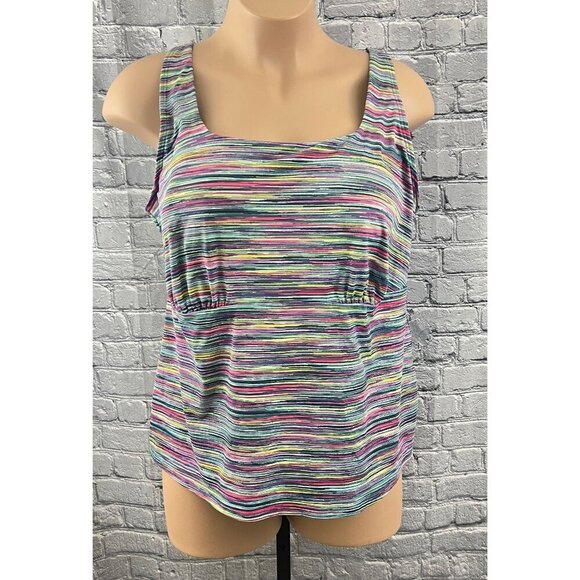 Lands' End Womens Stripe Tankini Swim Top Size 22W Adjustable Straps - Picture 1 of 8